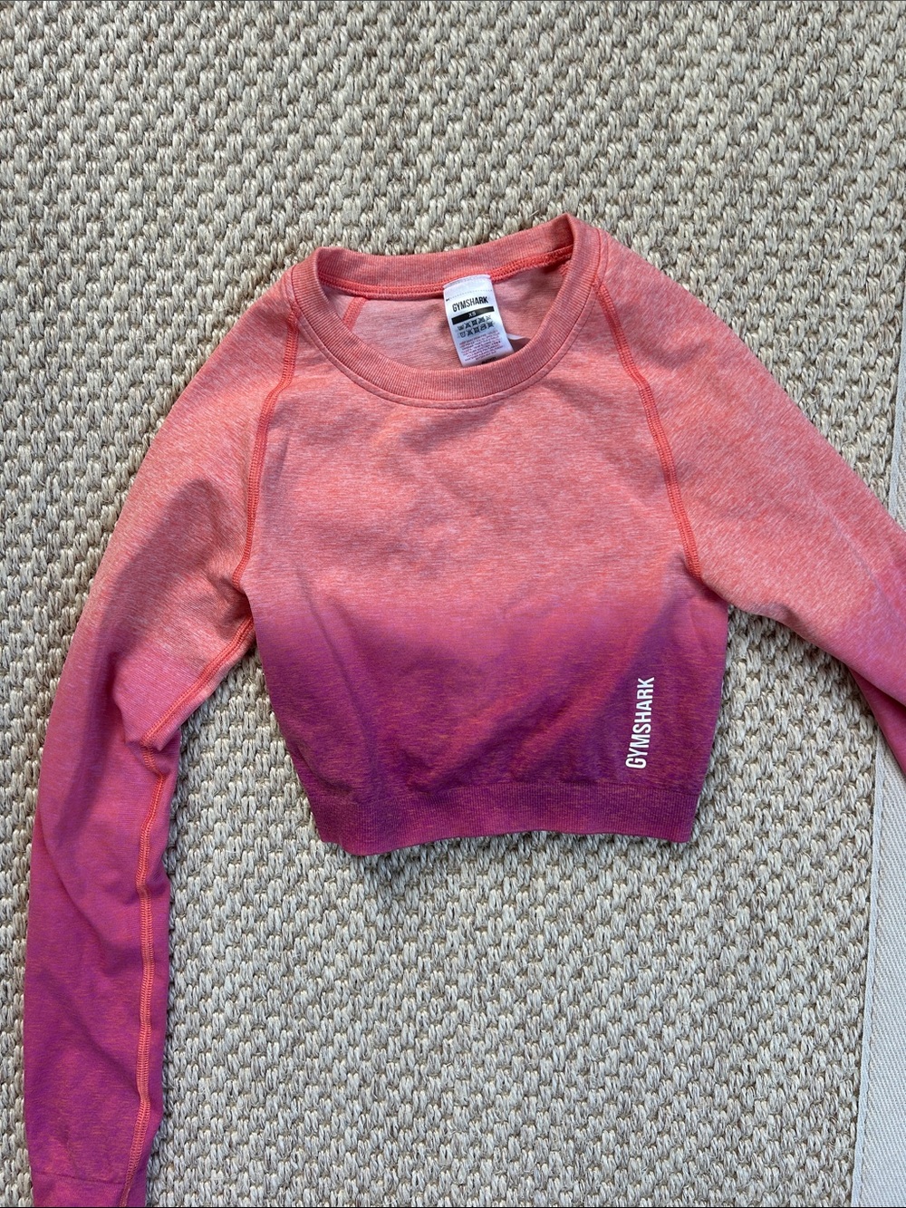 Gymshark Coral-to-Plum Ombre Cropped Long Sleeve Top